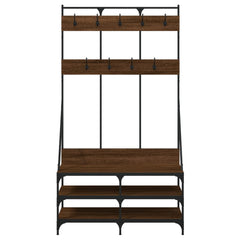 vidaXL Clothes Rack with Shoe Storage Brown Oak 100x40x184 cm 4