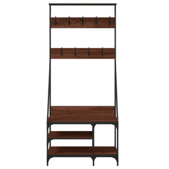 vidaXL Clothes Rack with Shoe Storage Brown Oak 80x40x184 cm 3