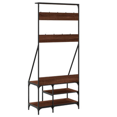 vidaXL Clothes Rack with Shoe Storage Brown Oak 80x40x184 cm 4