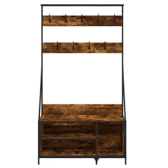 vidaXL Clothes Rack with Shoe Storage Smoked Oak 100x41x184 cm 4