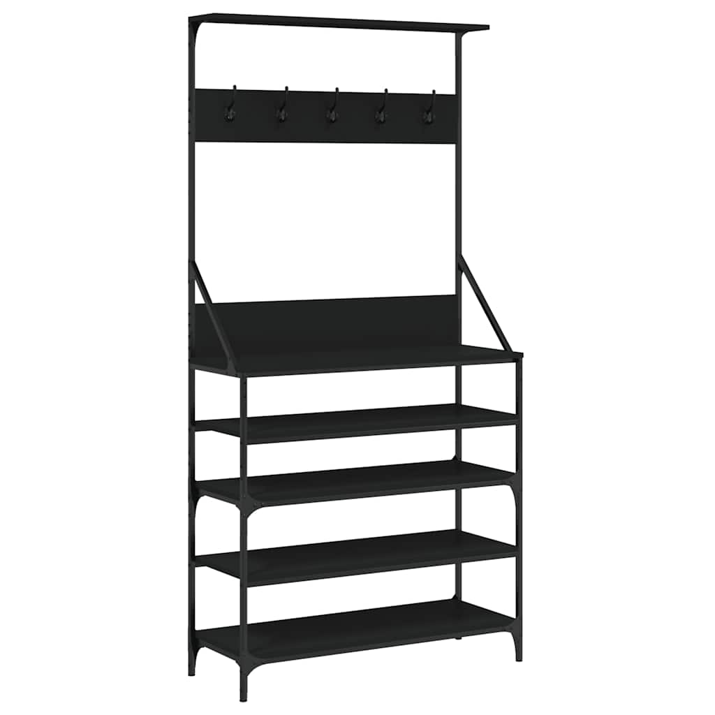 vidaXL Clothes Rack with Shoe Storage Black 90x34x184 cm 2