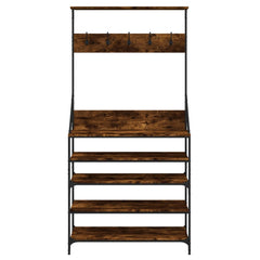 vidaXL Clothes Rack with Shoe Storage Smoked Oak 90x34x184 cm 4
