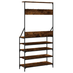 vidaXL Clothes Rack with Shoe Storage Smoked Oak 90x34x184 cm 6