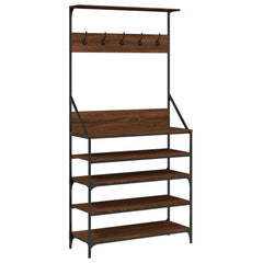 vidaXL Clothes Rack with Shoe Storage Brown Oak 90x34x184 cm 2