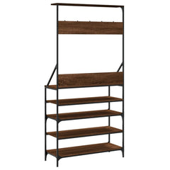 vidaXL Clothes Rack with Shoe Storage Brown Oak 90x34x184 cm 6