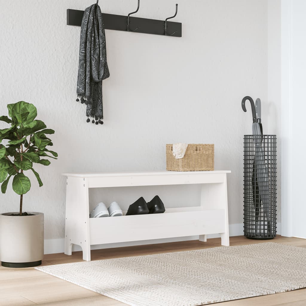 Hall Bench Solid Wood Pine in White