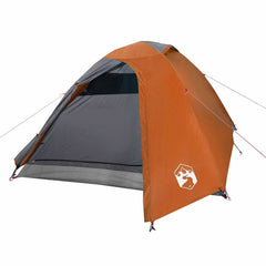 vidaXL Camping Tent Dome 3-Person Grey and Orange Waterproof 4
