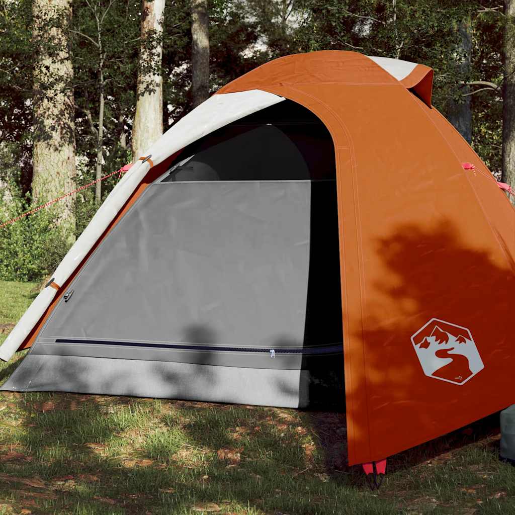 vidaXL Camping Tent Dome 3-Person Grey and Orange Waterproof 1