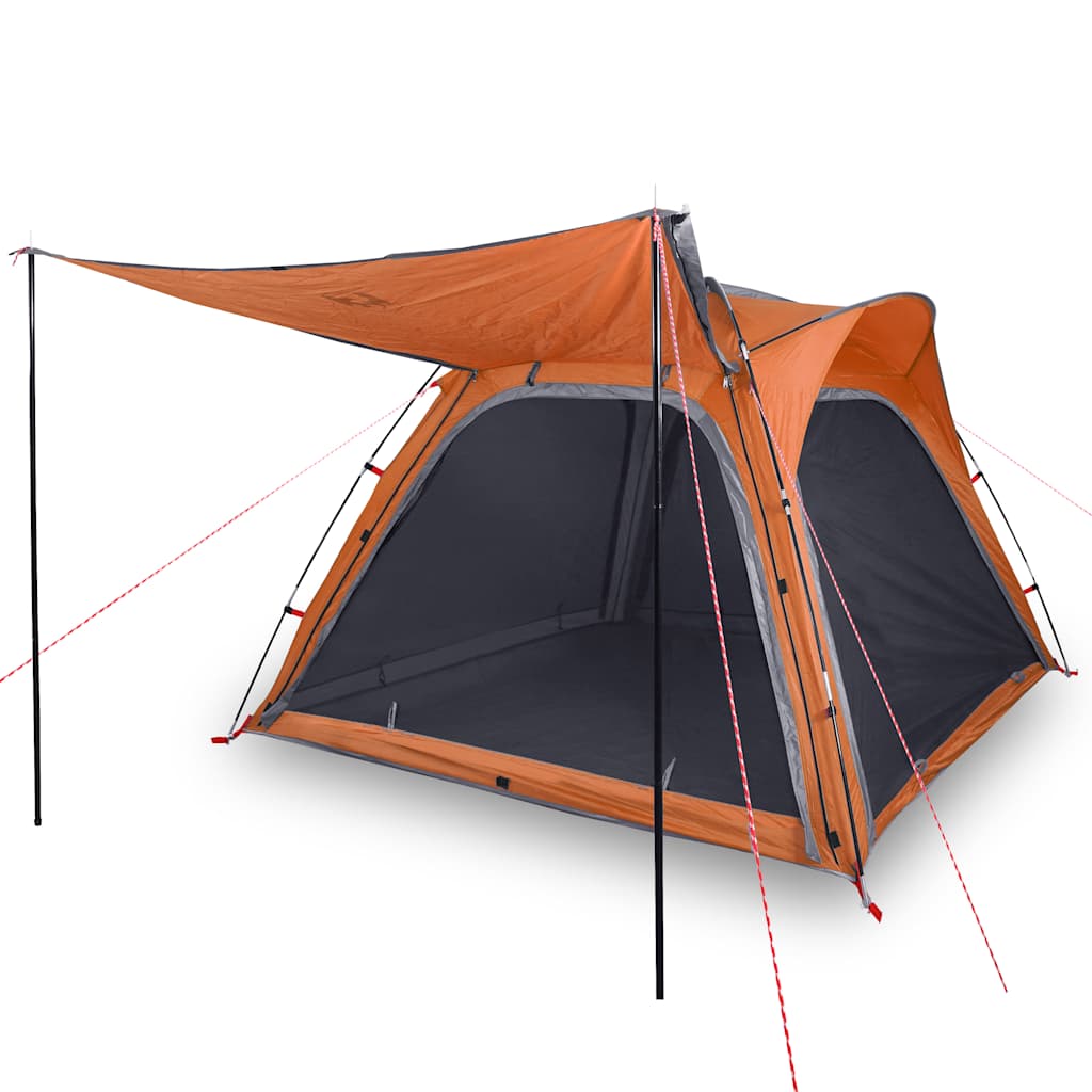 vidaXL Camping Tent 4-Person Grey and Orange Quick Release Waterproof 2