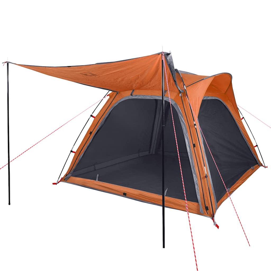 vidaXL Camping Tent 4-Person Grey and Orange Quick Release Waterproof 4