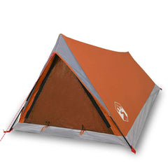 vidaXL Camping Tent 2-Person Grey and Orange Waterproof 2