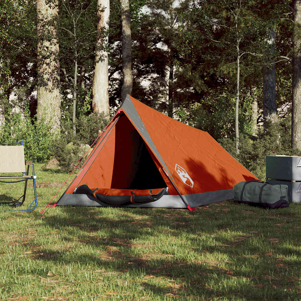 vidaXL Camping Tent 2-Person Grey and Orange Waterproof 3