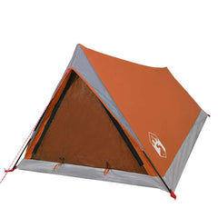 vidaXL Camping Tent 2-Person Grey and Orange Waterproof 4