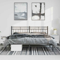 vidaXL Metal Bed Frame without Mattress with Headboard Black 183x213cm 3