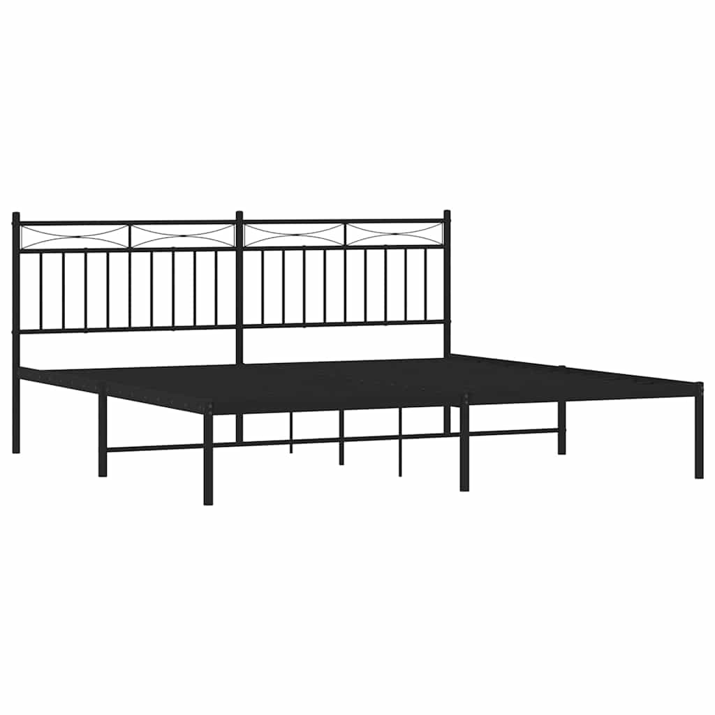 vidaXL Metal Bed Frame without Mattress with Headboard Black 183x213cm 5