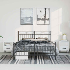 vidaXL Metal Bed Frame without Mattress with Footboard Black 135x190cm 3