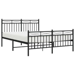 vidaXL Metal Bed Frame without Mattress with Footboard Black 135x190cm 4