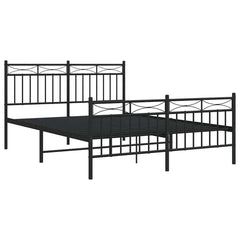 Metal Bed Frame without Mattress with Footboard with Headboard & Footboard Black 135 cm 190 cm