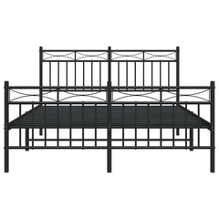 vidaXL Metal Bed Frame without Mattress with Footboard Black 135x190cm 6