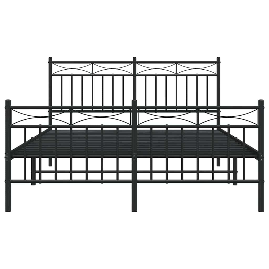 Metal Bed Frame without Mattress with Footboard with Headboard & Footboard Black 135 cm 190 cm
