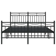 Metal Bed Frame without Mattress with Footboard with Headboard & Footboard Black 135 cm 190 cm
