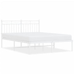 vidaXL Metal Bed Frame without Mattress with Headboard White 140x200cm 2