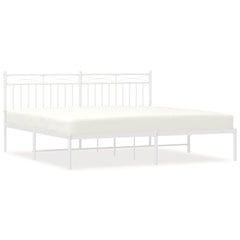 vidaXL Metal Bed Frame without Mattress with Headboard White 183x213cm 2