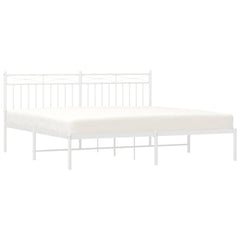 vidaXL Metal Bed Frame without Mattress with Headboard White 183x213cm 4