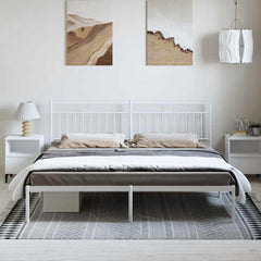 vidaXL Metal Bed Frame without Mattress with Headboard White 193x203cm 3