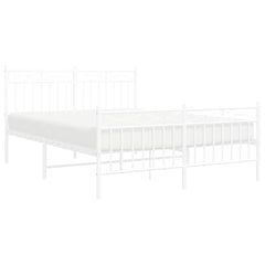 vidaXL Metal Bed Frame without Mattress with Footboard White 135x190cm 4