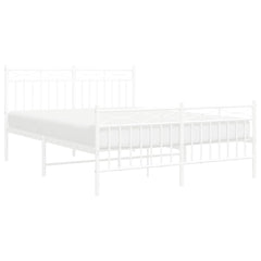 vidaXL Metal Bed Frame without Mattress with Footboard White 140x190cm 3