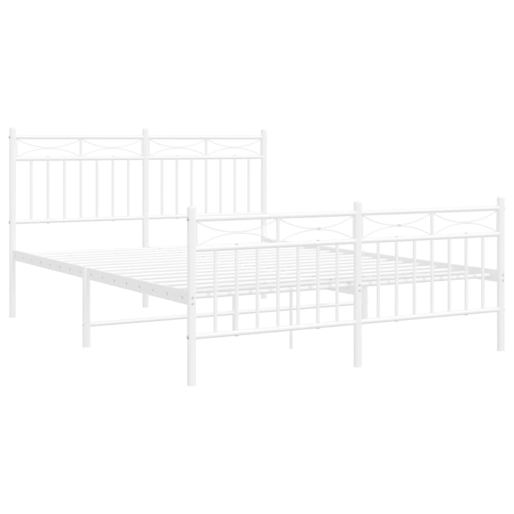 vidaXL Metal Bed Frame without Mattress with Footboard White 140x190cm 4