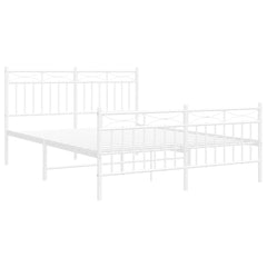 vidaXL Metal Bed Frame without Mattress with Footboard White 140x190cm 4