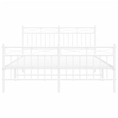 vidaXL Metal Bed Frame without Mattress with Footboard White 140x190cm 5