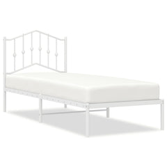 vidaXL Metal Bed Frame without Mattress with Headboard White 75x190cm 2