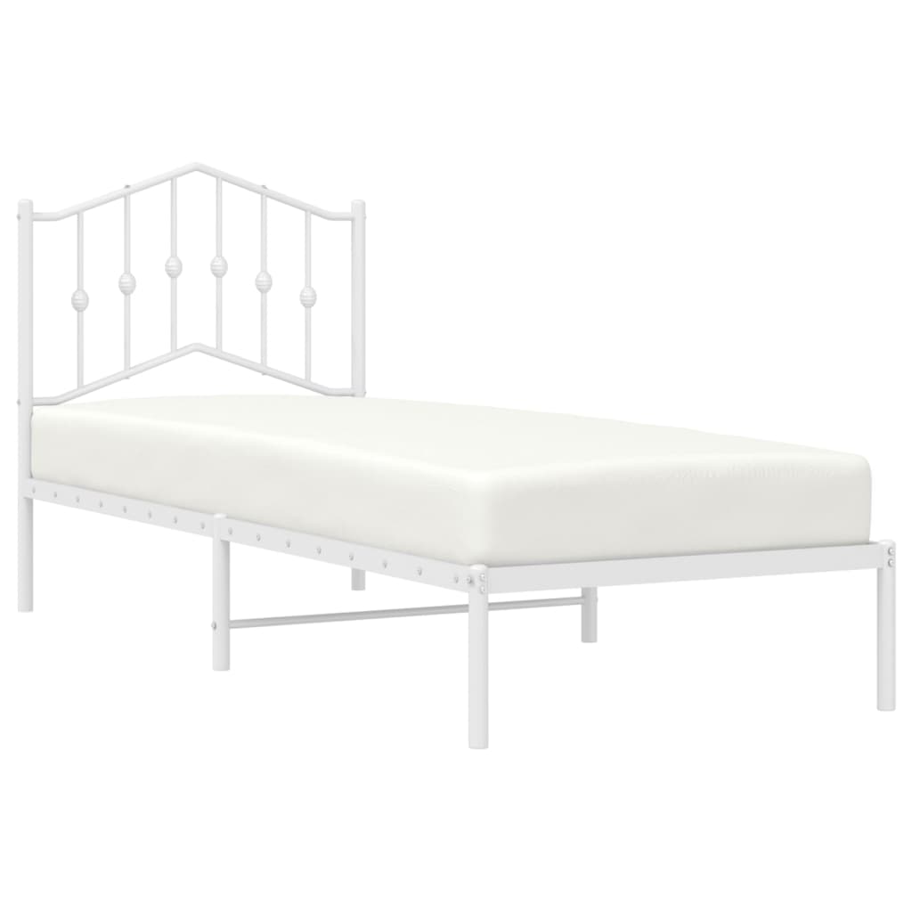 vidaXL Metal Bed Frame without Mattress with Headboard White 90x190cm 3
