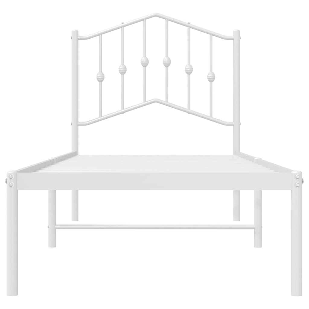 vidaXL Metal Bed Frame without Mattress with Headboard White 90x190cm 5