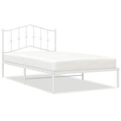 vidaXL Metal Bed Frame without Mattress with Headboard White 107x203cm 2
