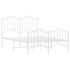 Metal Bed Frame without Mattress with Footboard with Headboard & Footboard White 120 cm 190 cm