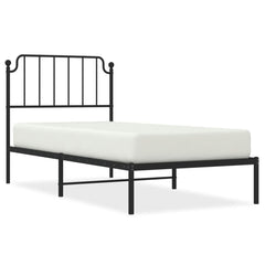 vidaXL Metal Bed Frame without Mattress with Headboard Black 90x200cm 2