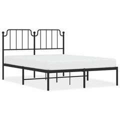 vidaXL Metal Bed Frame without Mattress with Headboard Black 135x190cm 2
