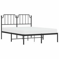 vidaXL Metal Bed Frame without Mattress with Headboard Black 135x190cm 4