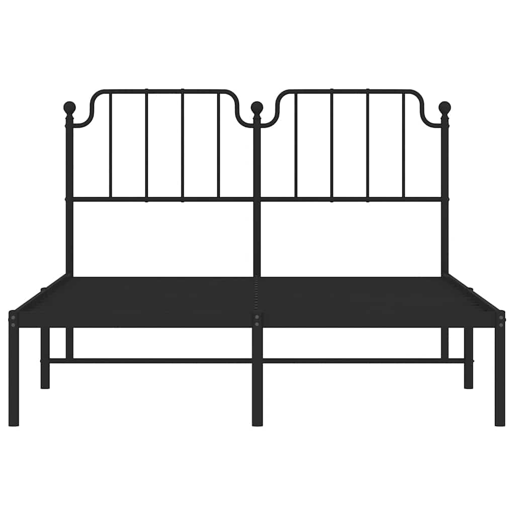 vidaXL Metal Bed Frame without Mattress with Headboard Black 135x190cm 6