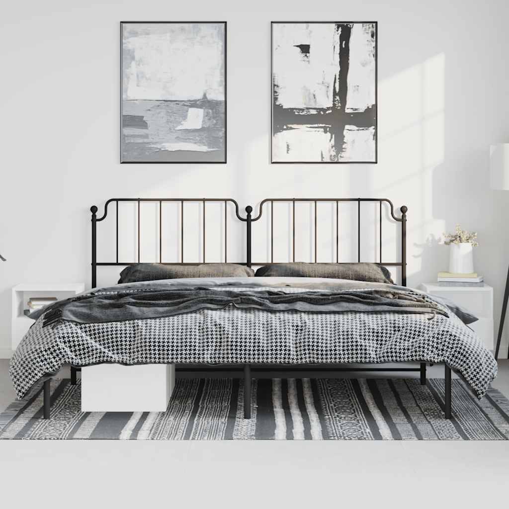 vidaXL Metal Bed Frame without Mattress with Headboard Black 183x213cm 3