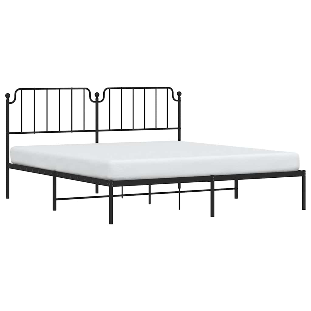 vidaXL Metal Bed Frame without Mattress with Headboard Black 183x213cm 4