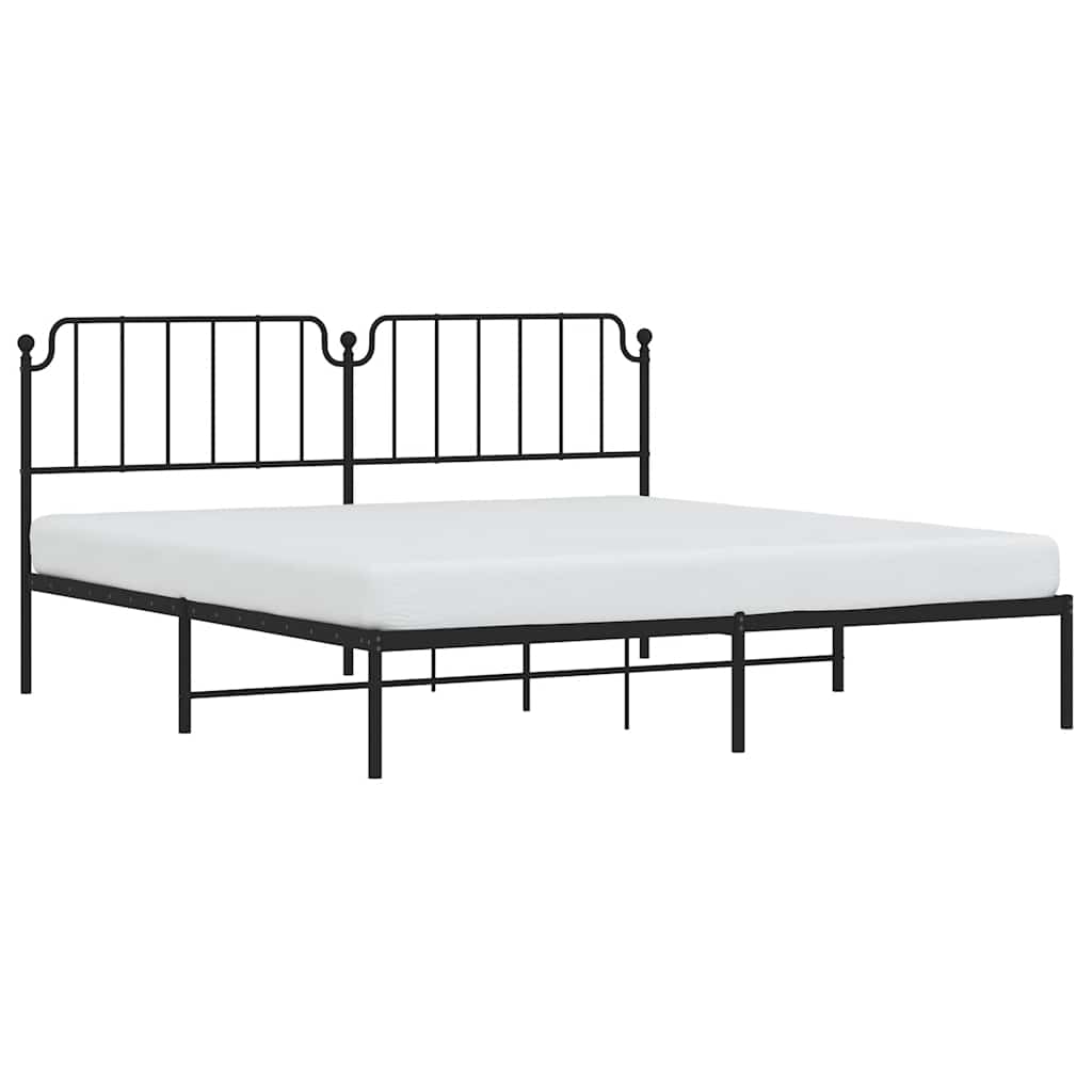 vidaXL Metal Bed Frame without Mattress with Headboard Black 193x203cm 4