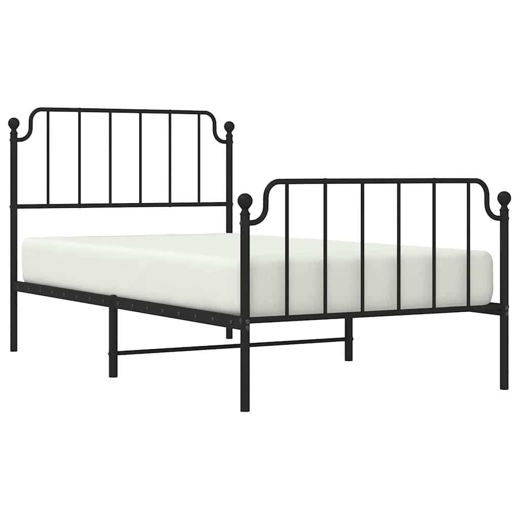 vidaXL Metal Bed Frame without Mattress with Footboard Black 100x200cm 4