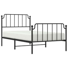 vidaXL Metal Bed Frame without Mattress with Footboard Black 100x200cm 4
