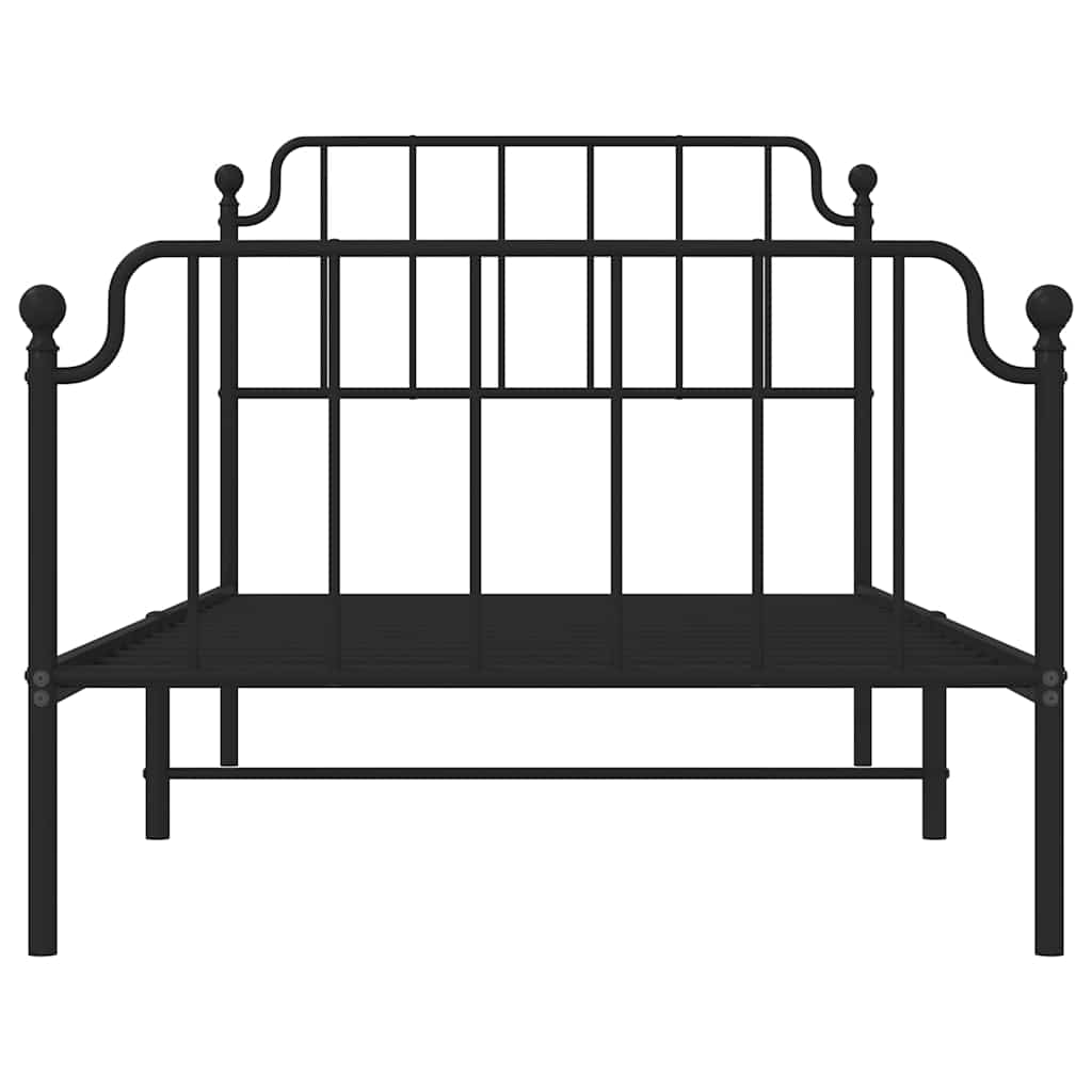 vidaXL Metal Bed Frame without Mattress with Footboard Black 100x200cm 6