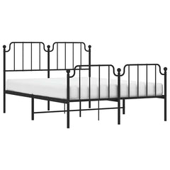 vidaXL Metal Bed Frame without Mattress with Footboard Black 135x190cm 4